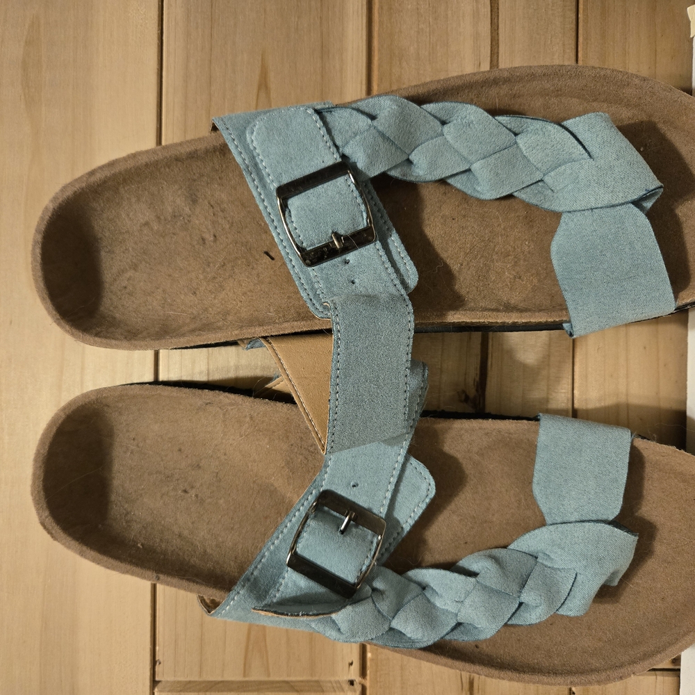 Braided Blue Sandals with Buckles